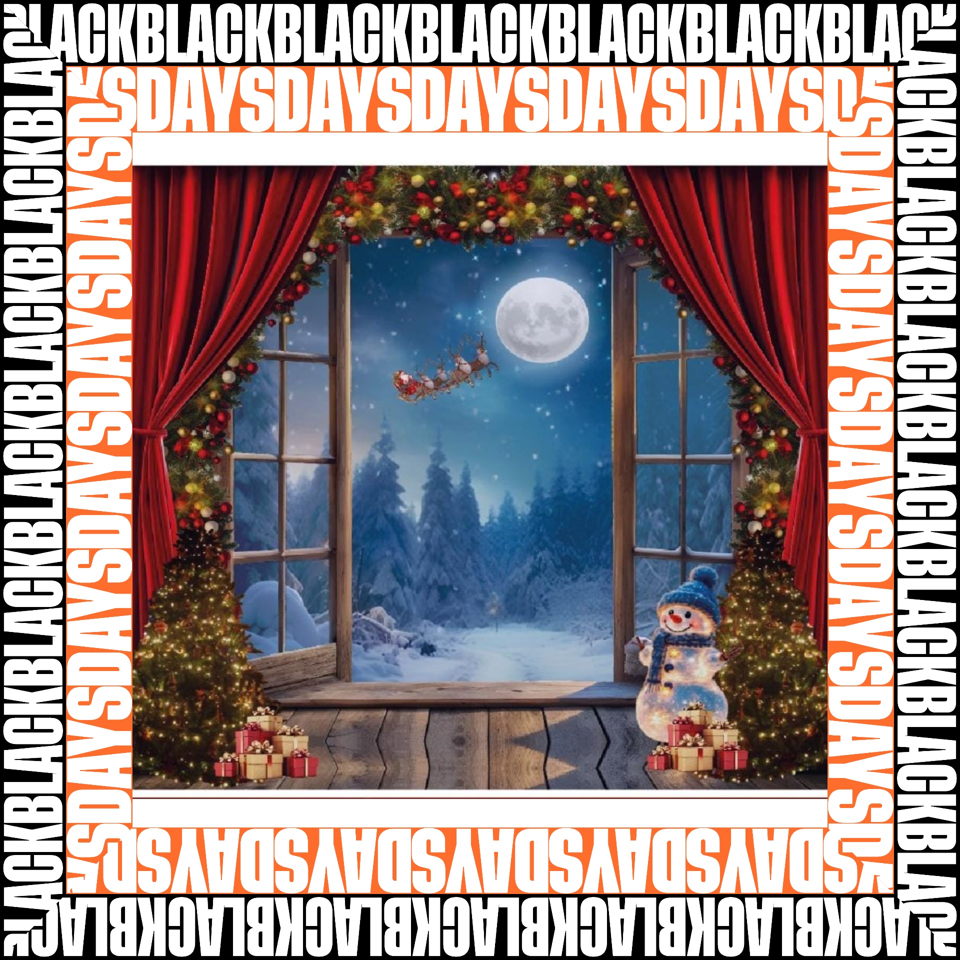 Vista 6 de Black Friday Telón Navideño Decorativo - DISEÑO: PAPA NOEL REGALO